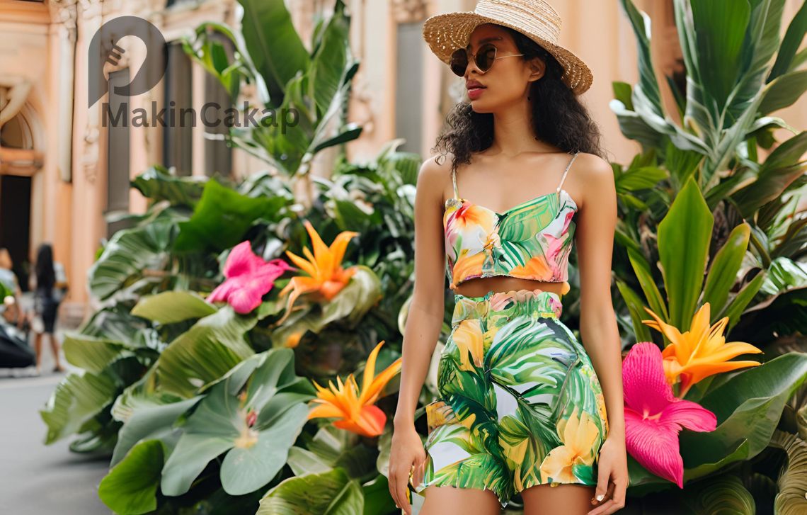 Outfit-musim-panas-motif-tropis-dan-floral
